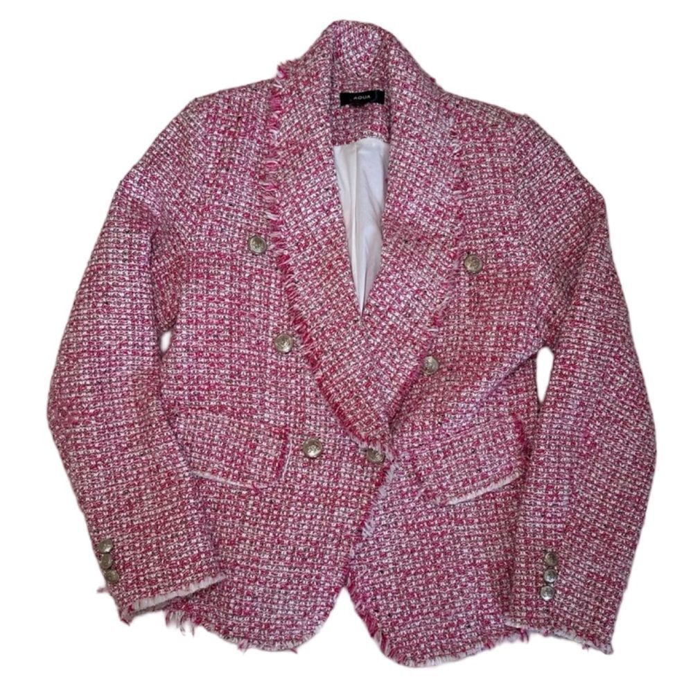 Aqua Tweed Double Breasted Blazer